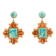Barse Jewelry Composite Turquoise With Opal & Coral Gold Tone Santa
Fe Cross Dangle Earrings