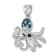 Rhodium Over Sterling Silver Polished Blue Crystal Octopus Pendant