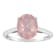 10x8mm Oval Rose Quartz Rhodium Over Sterling Silver Ring