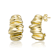 Waffled Wave Chunky Drop Earrings In 14K Gold Over Brass