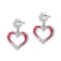 Rhodium Over Sterling Silver Red Enamel Open Heart Dangle Earrings