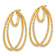 14k Yellow Gold Polished and Textured 1 3/16" Double Circle Hoop Earrings