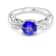 6.5mm Round Tanzanite and White CZ Rhodium Over Sterling Silver Ring, 1.08ctw