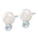 Sterling Silver 10-11mm Freshwater Cultured Button Pearl with Blue Topaz Earrings