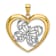 14K Two-tone Gold  Textured Butterfly in Heart Charm