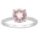 8mm Round Rose Quartz and 1/10 ctw Diamond Rhodium Over Sterling Silver Ring