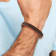 Braided Brown Leather and Stainless Steel Polished 8.5-inch Bracelet