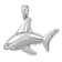 Rhodium Over Sterling Silver Polished Crystal Eye Shark Pendant