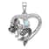 Rhodium Over Sterling Silver Antiqued Cubic Zirconia Mermaid Heart Pendant