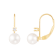 14k Yellow Gold Leverback Earring with 5mm Freshwater Pearl and .02CT DTW