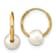14K Yellow Gold 5-6mm Round White Freshwater Cultured Pearl Hoop Earrings