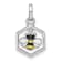Rhodium Over Sterling Silver Polished Enameled Bee in Hive Children's Pendant