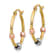 14K Tri-color gold 7/8" Polished with Diamond-Cut Beads Hoop Earrings