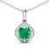 2.07ctw 14K White Gold Zambian Emerald and White Diamond Pendant with 18
inch Cable Chain