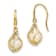 14K Yellow Gold White Freshwater Cultured Pearl and Cubic Zirconia Cage
Dangle Earrings