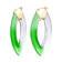 14K Yellow Gold Over Sterling Silver Painted Marquise Hoops in Green