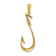 14K Two-tone Gold  Diamond Fish Hook Pendant