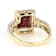Garnet Emerald Cut And White Zircon Ring In Solid 14K Yellow Gold 3.67ctw