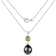 Black Tahitian Pearl and Peridot Sterling Silver Teardrop Pendant With
Chain 1.05ct