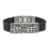 Black Leather and Stainless Steel Textured Enamel ID 7.5-inch with
.5-inch Extension Bracelet