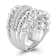 Rachel Zoe CZ Multi-Row Stacked Statement Ring in Rhodium Over Sterling Silver