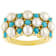 Turquoise And Cultured Seed Pearl Band Ring In 18K Gold Over Sterling Silver