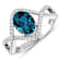1.34ctw London Blue Topaz and Diamond 14K White Gold Halo Ring