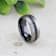 AVIATOR Domed Brushed Titanium Men's Wedding Band with Black Sapphire
Stones Inlay 8mm
