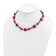 Sterling Silver Red Jadeite and Freshwater Pearl Heart Necklace