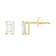 6x4mm Emerald Cut White Topaz 10k Yellow Gold Stud Earrings