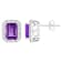 8x6mm Emerald Cut Amethyst And White Topaz Accent Rhodium Over Sterling
Silver Halo Stud Earrings