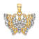 14K Two-tone Gold  Diamond-Cut Cut-Out Wings Butterfly Pendant