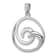Rhodium Over Sterling Silver Polished and Brushed Double Wave Pendant