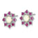 Rhodium Over Sterling Silver Lab Created Opal and Pink Crystal Flower
Post Earrings