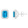 7x5mm Emerald Cut Blue Topaz 1/5 ctw Diamond Rhodium Over Sterling
Silver Halo Stud Earrings