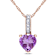 Amethyst & Diamond 10K Rose Gold Pendant With Chain 0.72ctw