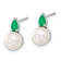 Rhodium Over 14K White Gold Freshwater Cultured Pearl and Emerald Post Earrings