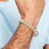 White Cubic Zirconia Stainless Steel Polished Yellow IP Plated Men's Bracelet