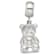 Rhodium Over Sterling Silver LogoArt Kappa Delta Teddy Bear on Bead