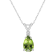8x5mm Pear Shape Peridot with Diamond Accent 14k White Gold Pendant With Chain