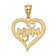 14K Two-tone Gold  Diamond-Cut Mom Heart Pendant