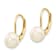 14K Yellow Gold 7-8mm White Button Freshwater Cultured Pearl Leverback Earrings