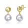 Pear Shape Pearl Simulant Textured Drop Earrings In 14K Gold Over Brass