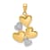 14k Yellow Gold and Rhodium Over 14k Yellow Gold Polished and Textured
Hearts Pendant