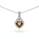 Natural Brown Whisky Quartz Sterling Silver Heart Shape Pendant with Chain