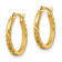 14k Yellow Gold 5/8" Polished Satin and Diamond-Cut Hoop Earrings