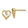 14k Yellow Gold 10mm AA Diamond Heart Stud Earrings