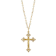 Crucifix Cross Pendant With Pearl Simulant Chain In Gold-Tone 16 Inch
