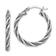 Rhodium Over Sterling Silver Textured 2.5x25mm Twisted Hoop Earrings