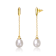 Freshwater Pearl Linear Drop Earrings In 14K Gold Over Sterling Silver